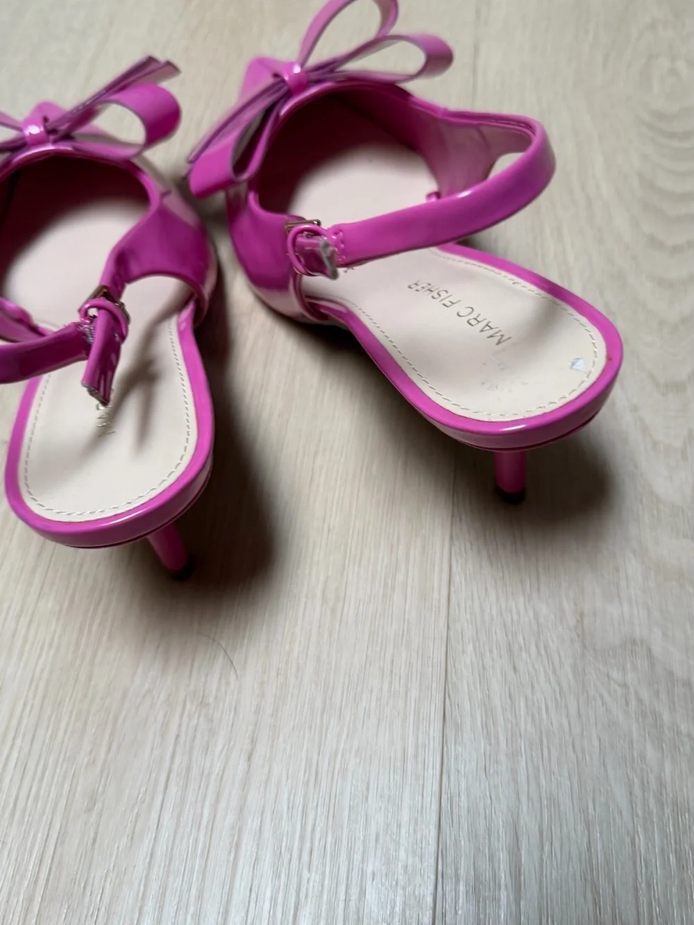 Marc Fisher Allon Pink Patent Pointy Toe Bow Pump 7.5